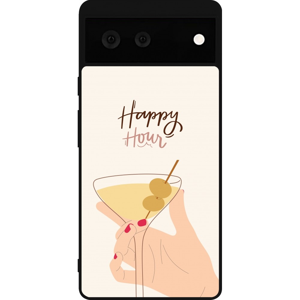 Google Pixel 6 Case Hülle - Silikon schwarz Cocktail Happy Hour