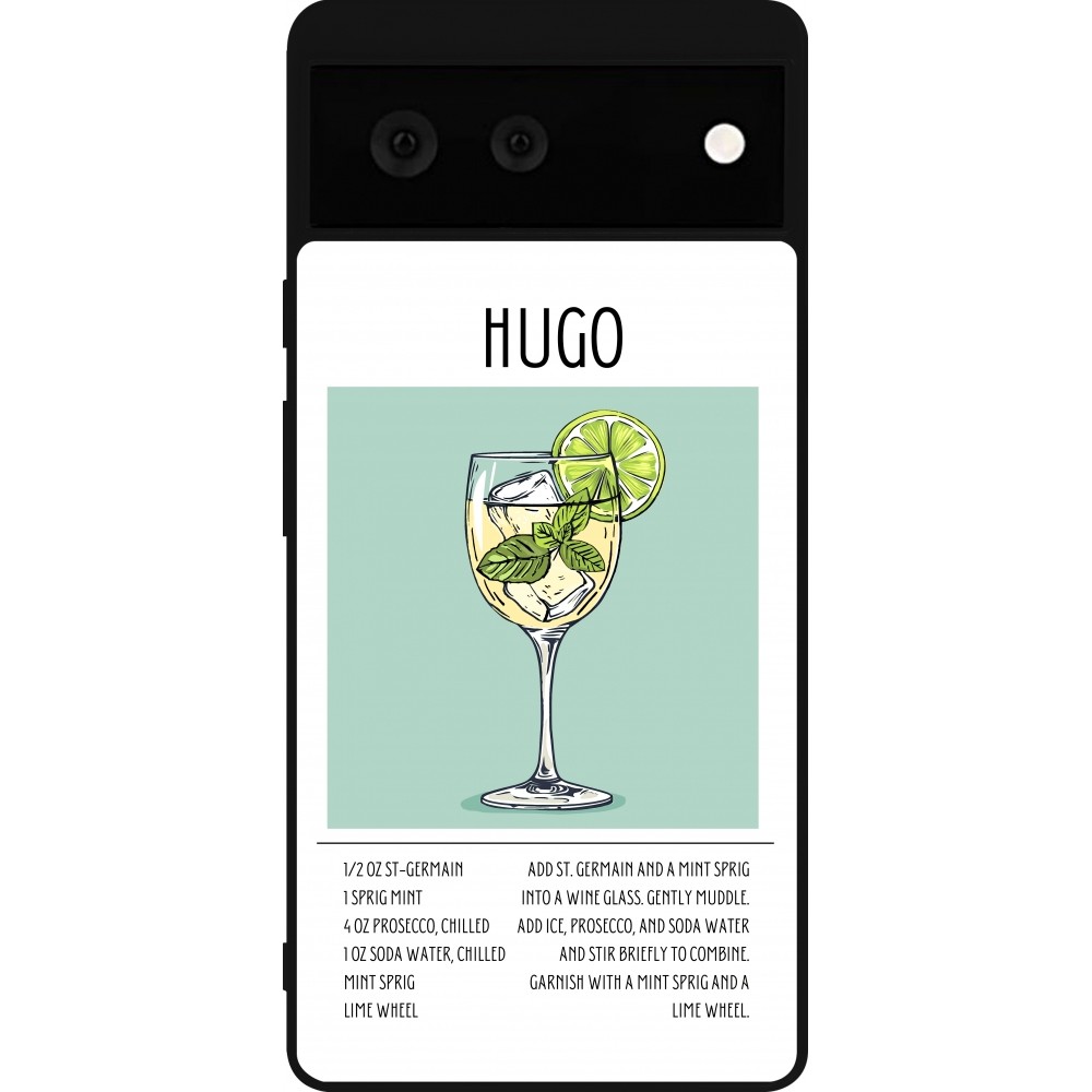 Google Pixel 6 Case Hülle - Silikon schwarz Cocktail Rezept Hugo