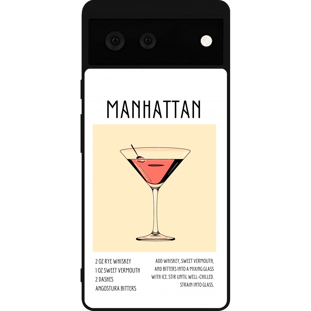 Google Pixel 6 Case Hülle - Silikon schwarz Cocktail Rezept Manhattan