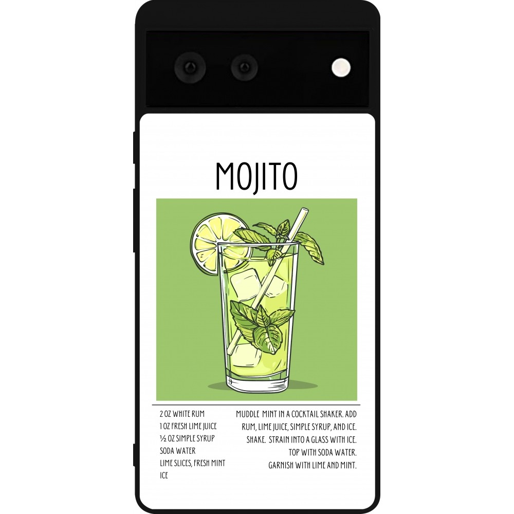 Google Pixel 6 Case Hülle - Silikon schwarz Cocktail Rezept Mojito