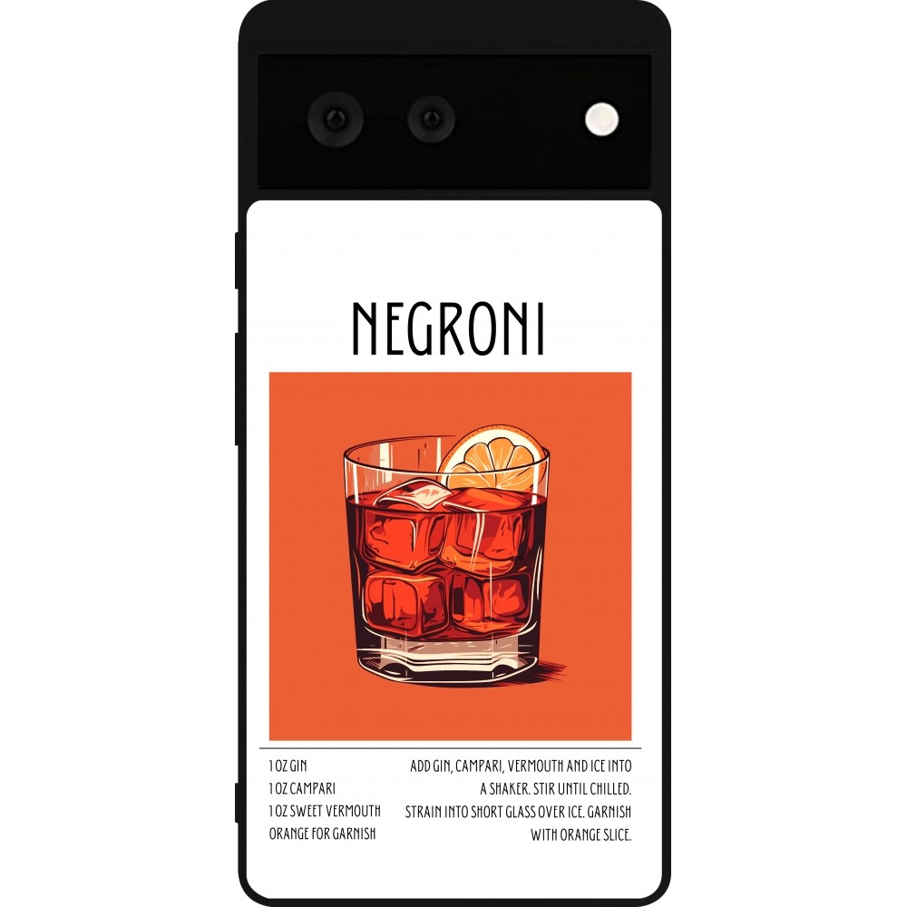 Google Pixel 6 Case Hülle - Silikon schwarz Cocktail Rezept Negroni