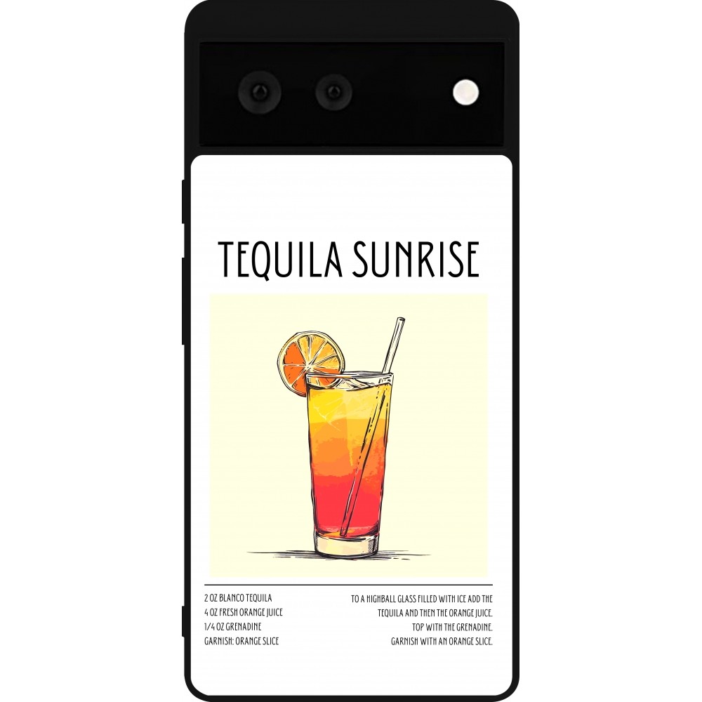 Google Pixel 6 Case Hülle - Silikon schwarz Cocktail Rezept Tequila Sunrise