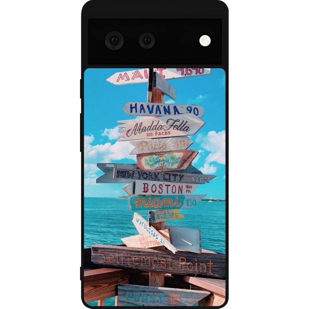 Google Pixel 6 Case Hülle - Silikon schwarz Cool Cities Directions