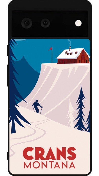 Google Pixel 6 Case Hülle - Silikon schwarz Crans-Montana Cabane