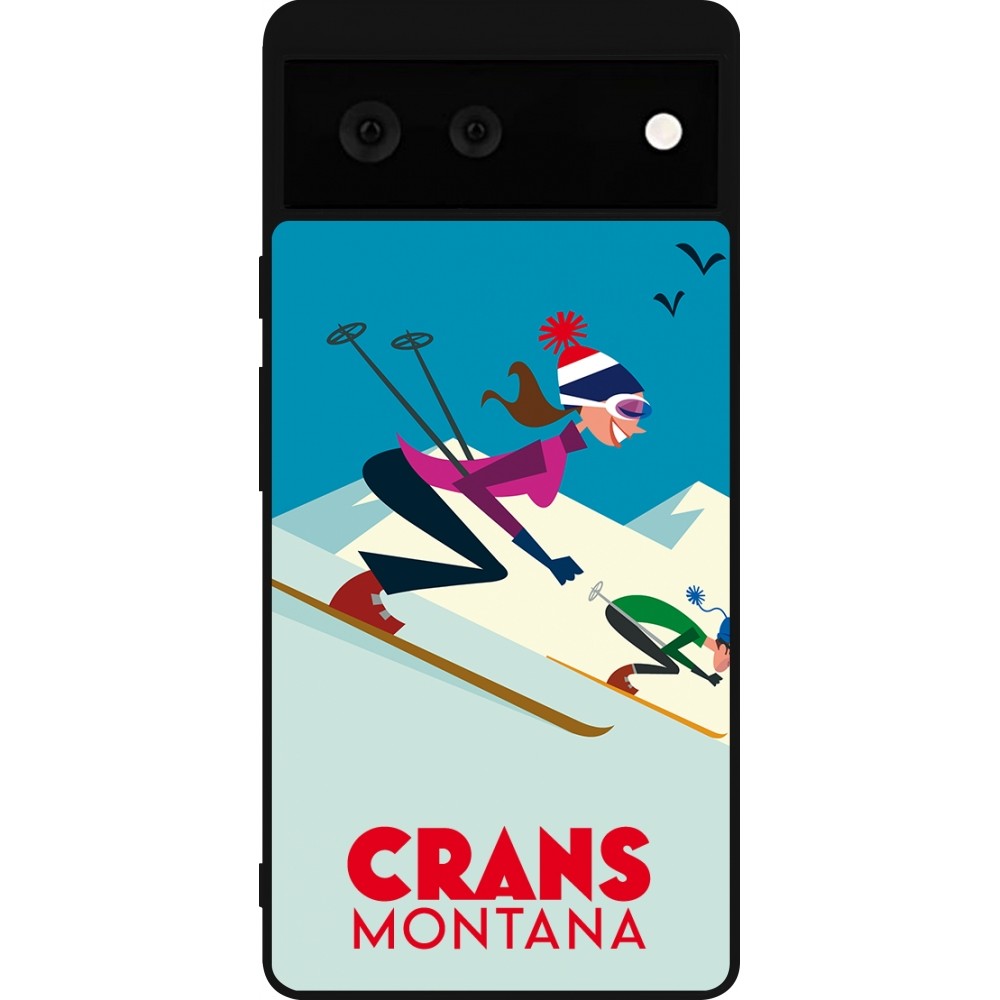 Google Pixel 6 Case Hülle - Silikon schwarz Crans-Montana Ski Downhill