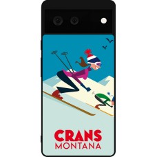 Google Pixel 6 Case Hülle - Silikon schwarz Crans-Montana Ski Downhill