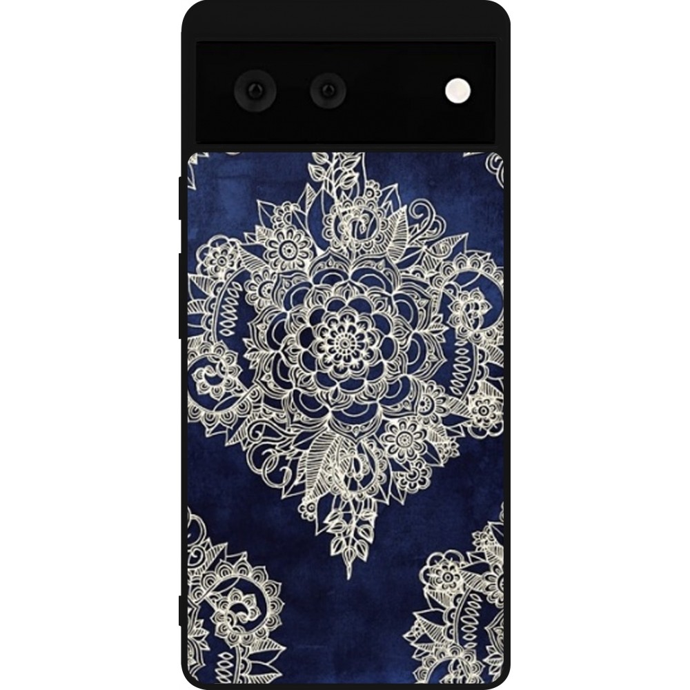 Google Pixel 6 Case Hülle - Silikon schwarz Cream Flower Moroccan