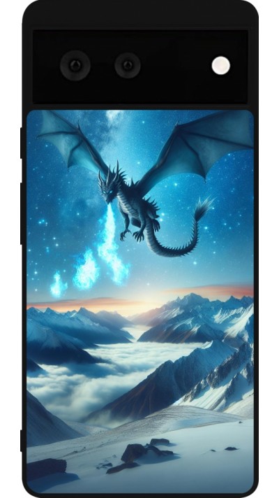 Google Pixel 6 Case Hülle - Silikon schwarz Drache nächtliche Berg