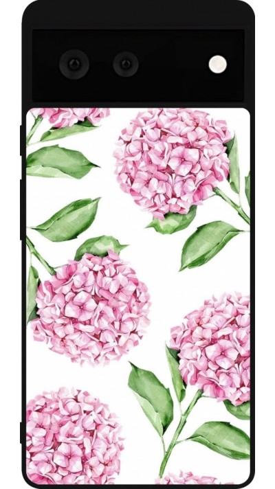 Google Pixel 6 Case Hülle - Silikon schwarz Easter 2024 pink flowers