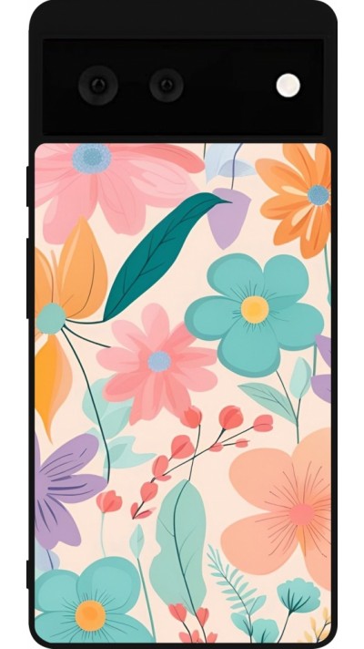 Google Pixel 6 Case Hülle - Silikon schwarz Easter 2024 spring flowers