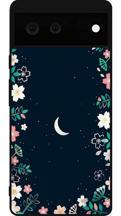 Google Pixel 6 Case Hülle - Silikon schwarz Flowers space