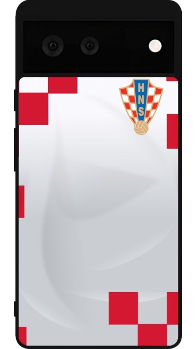 Google Pixel 6 Case Hülle - Silikon schwarz Kroatien 2022 personalisierbares Fussballtrikot