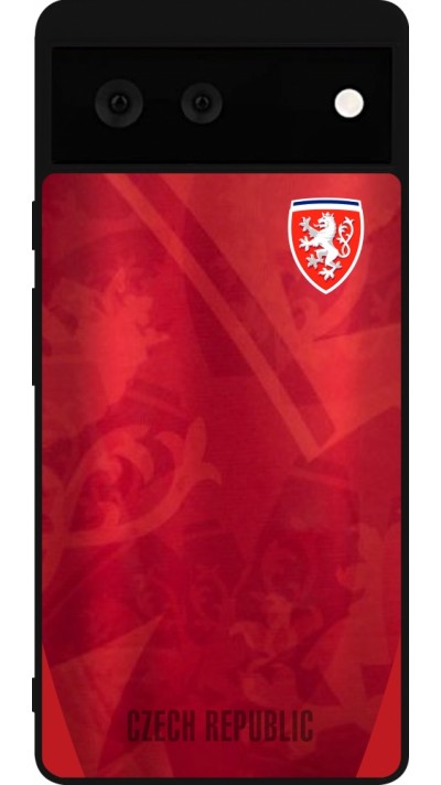 Coque Google Pixel 6 - Silicone rigide noir Maillot de football République Tchèque personnalisable