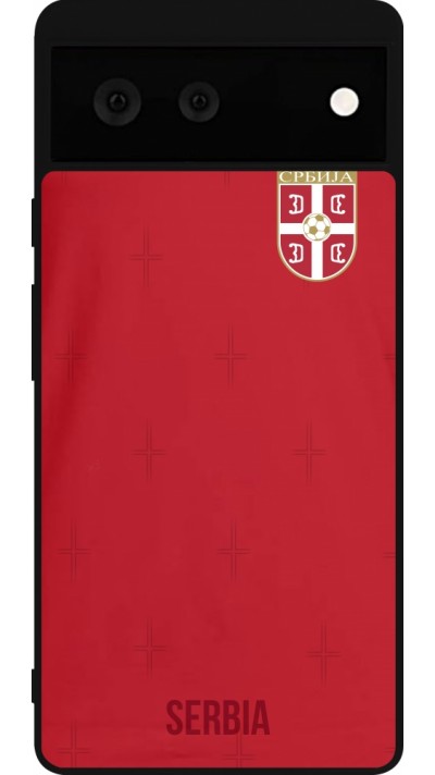 Google Pixel 6 Case Hülle - Silikon schwarz Serbien 2022 personalisierbares Fussballtrikot