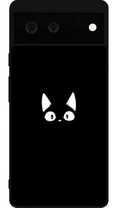 Google Pixel 6 Case Hülle - Silikon schwarz Funny cat on black