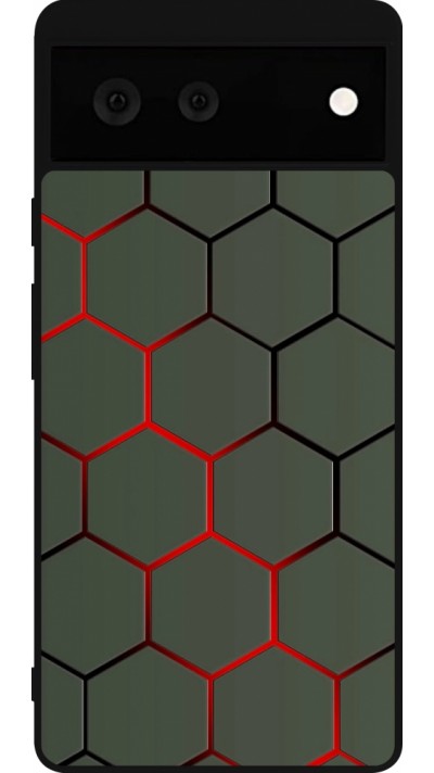 Google Pixel 6 Case Hülle - Silikon schwarz Geometric Line red