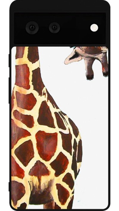 Google Pixel 6 Case Hülle - Silikon schwarz Giraffe Fit