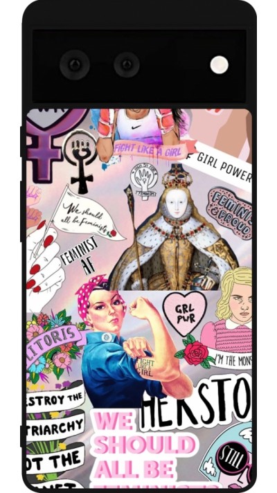 Google Pixel 6 Case Hülle - Silikon schwarz Girl Power Collage