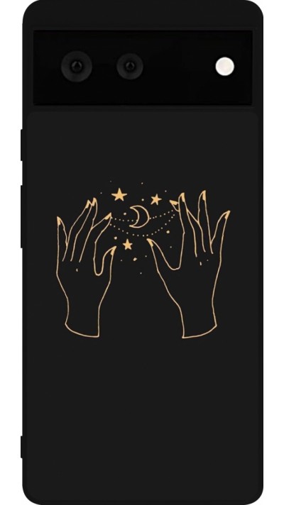 Google Pixel 6 Case Hülle - Silikon schwarz Grey magic hands