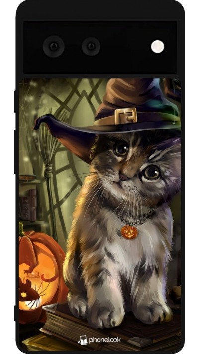 Google Pixel 6 Case Hülle - Silikon schwarz Halloween 21 Witch cat