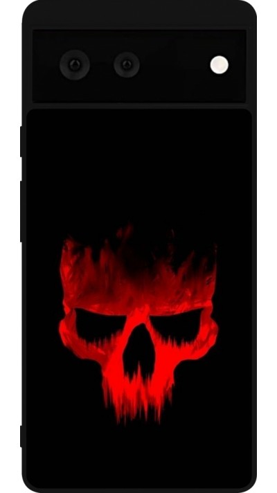 Google Pixel 6 Case Hülle - Silikon schwarz Halloween 2023 scary skull