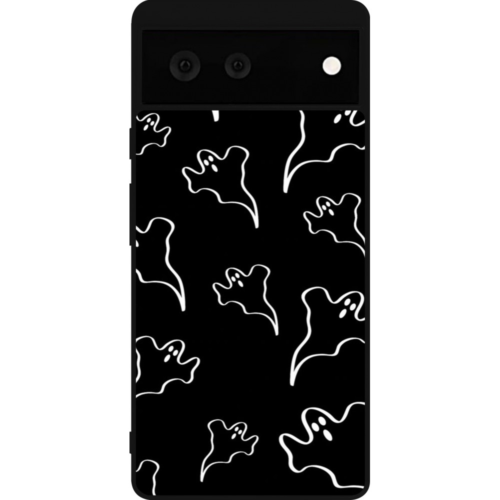 Google Pixel 6 Case Hülle - Silikon schwarz Halloween 2024 black and white ghosts