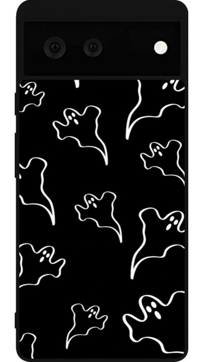 Google Pixel 6 Case Hülle - Silikon schwarz Halloween 2024 black and white ghosts