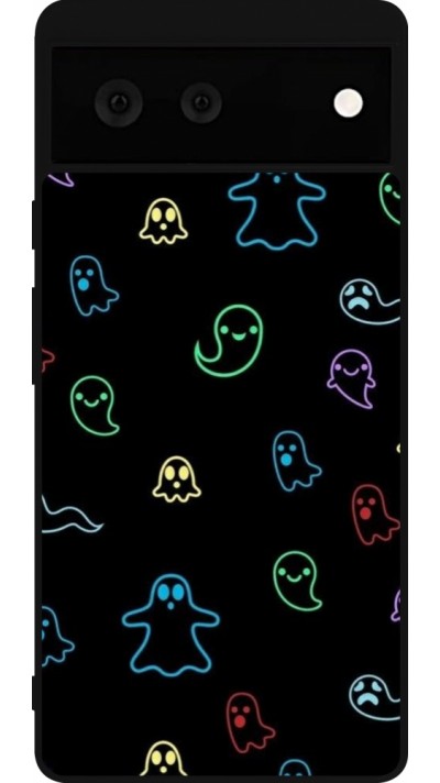 Google Pixel 6 Case Hülle - Silikon schwarz Halloween 2024 colorful ghosts