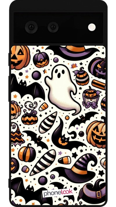 Google Pixel 6 Case Hülle - Silikon schwarz Halloween 2024 Niedliches Muster