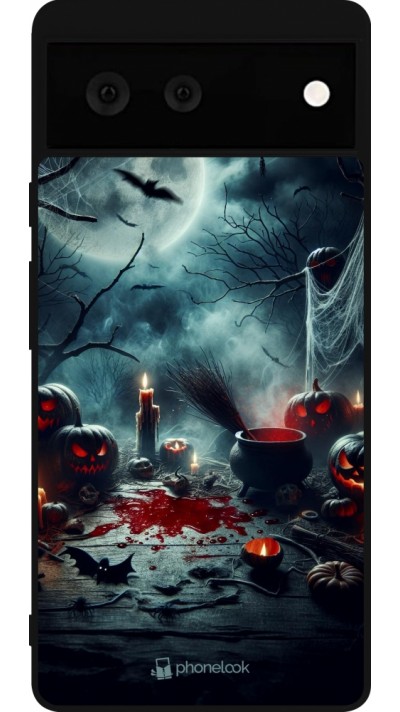 Google Pixel 6 Case Hülle - Silikon schwarz Halloween 2024 Dunkler Mond