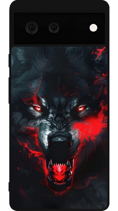 Google Pixel 6 Case Hülle - Silikon schwarz Halloween 2024 mad werewolf