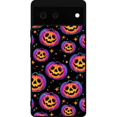 Google Pixel 6 Case Hülle - Silikon schwarz Halloween 2024 rainbow pumpkins