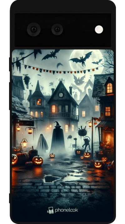 Google Pixel 6 Case Hülle - Silikon schwarz Halloween Spukstadt