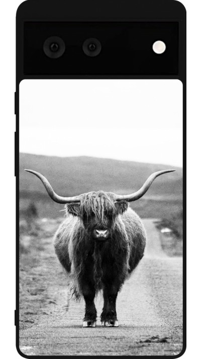 Google Pixel 6 Case Hülle - Silikon schwarz Highland cattle