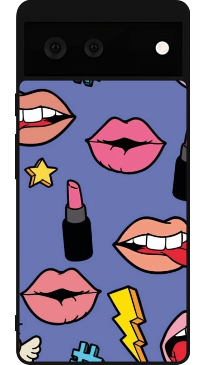 Google Pixel 6 Case Hülle - Silikon schwarz Lips and lipgloss