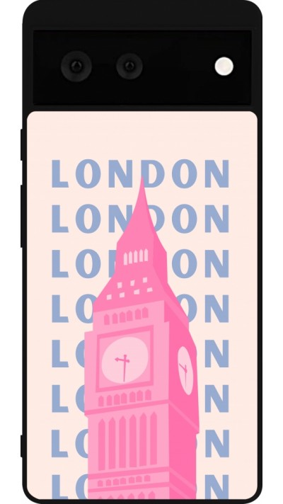 Google Pixel 6 Case Hülle - Silikon schwarz London Pink Print