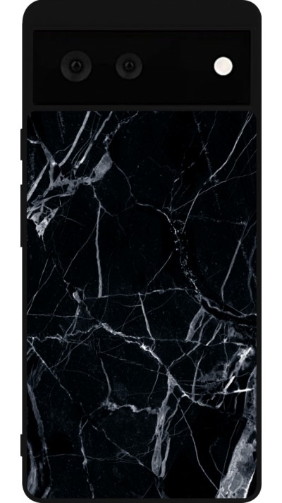 Google Pixel 6 Case Hülle - Silikon schwarz Marble Black 01