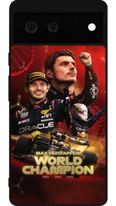 Google Pixel 6 Case Hülle - Silikon schwarz Max Verstappen Champion 2023