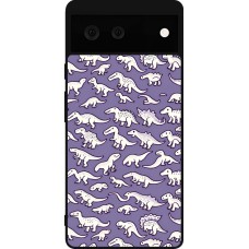 Google Pixel 6 Case Hülle - Silikon schwarz Mini-Dino-Muster violett