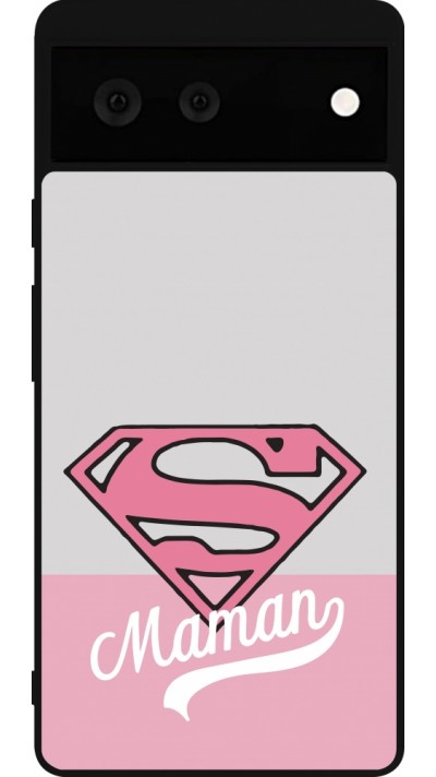 Google Pixel 6 Case Hülle - Silikon schwarz Mom 2024 Super hero maman