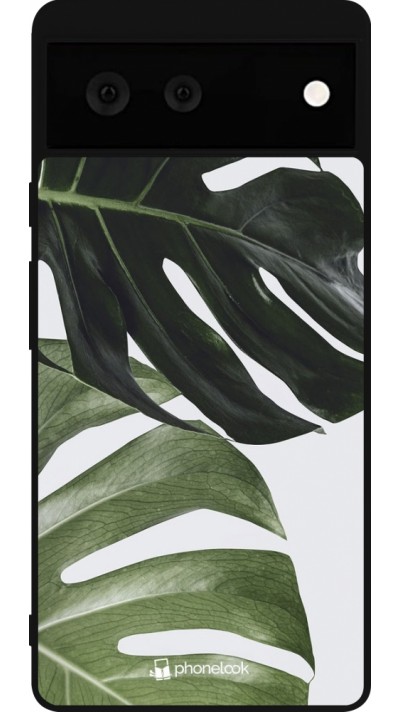 Google Pixel 6 Case Hülle - Silikon schwarz Monstera Plant