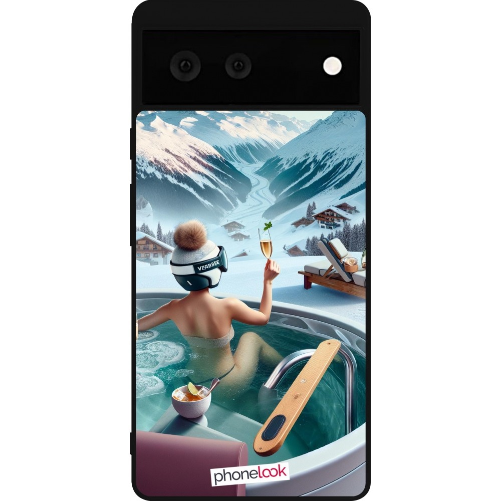 Google Pixel 6 Case Hülle - Silikon schwarz Berg Glamour Whirlpool