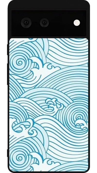 Coque Google Pixel 6 - Silicone rigide noir Ocean Waves