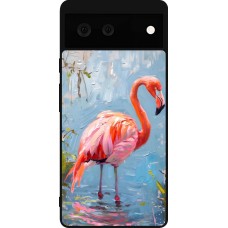 Google Pixel 6 Case Hülle - Silikon schwarz Paint Flamingo