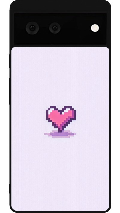 Coque Google Pixel 6 - Silicone rigide noir Pixel Coeur Violet Clair