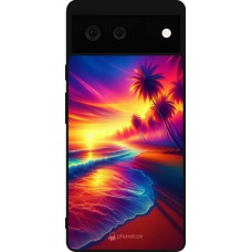 Google Pixel 6 Case Hülle - Silikon schwarz Strand Sonnenuntergang auffällig