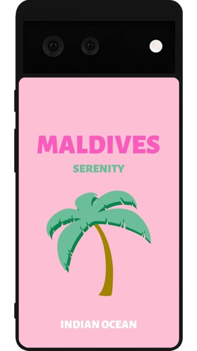 Coque Google Pixel 6 - Silicone rigide noir Pop Summer Destination Maldives