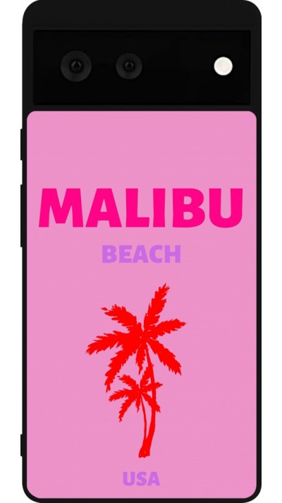 Coque Google Pixel 6 - Silicone rigide noir Pop Summer Destination Malibu