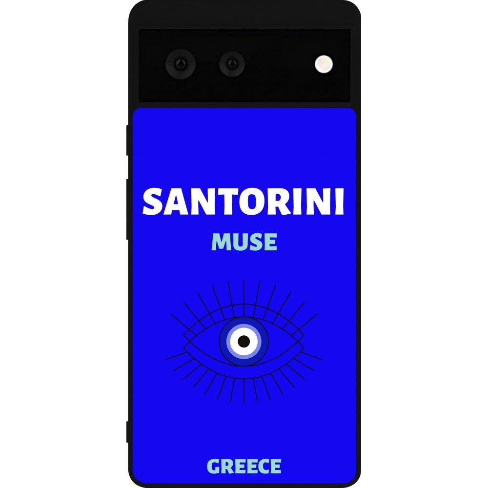 Google Pixel 6 Case Hülle - Silikon schwarz Pop Summer Destination Santorini