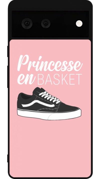 Coque Google Pixel 6 - Silicone rigide noir princesse en basket